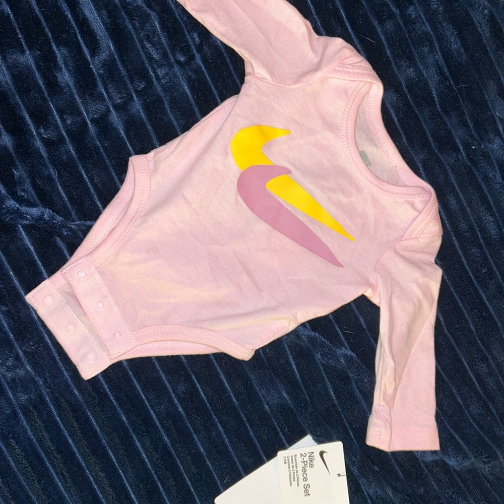 Nike Pink and Yellow Baby Bodysuit